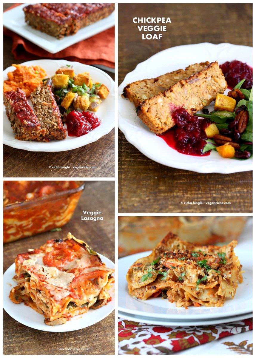 Vegan Holiday Main Entree Recipes | VeganRicha.com #LentilLoaf #Lasagna #vegan #recipe