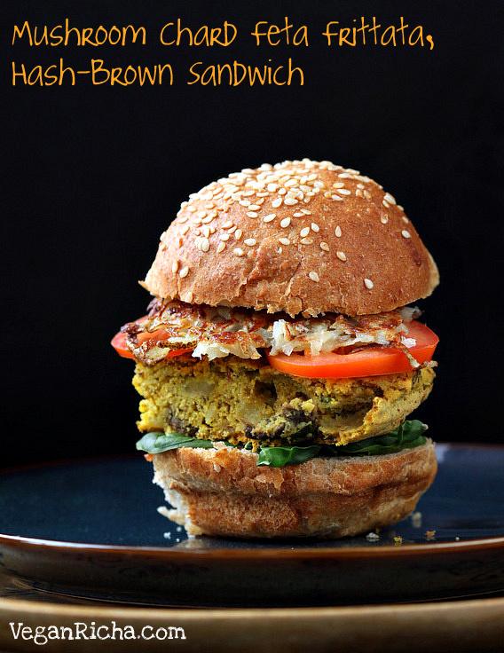 Vegan Frittata and Hashbrown Sandwich #vegan #veganricha