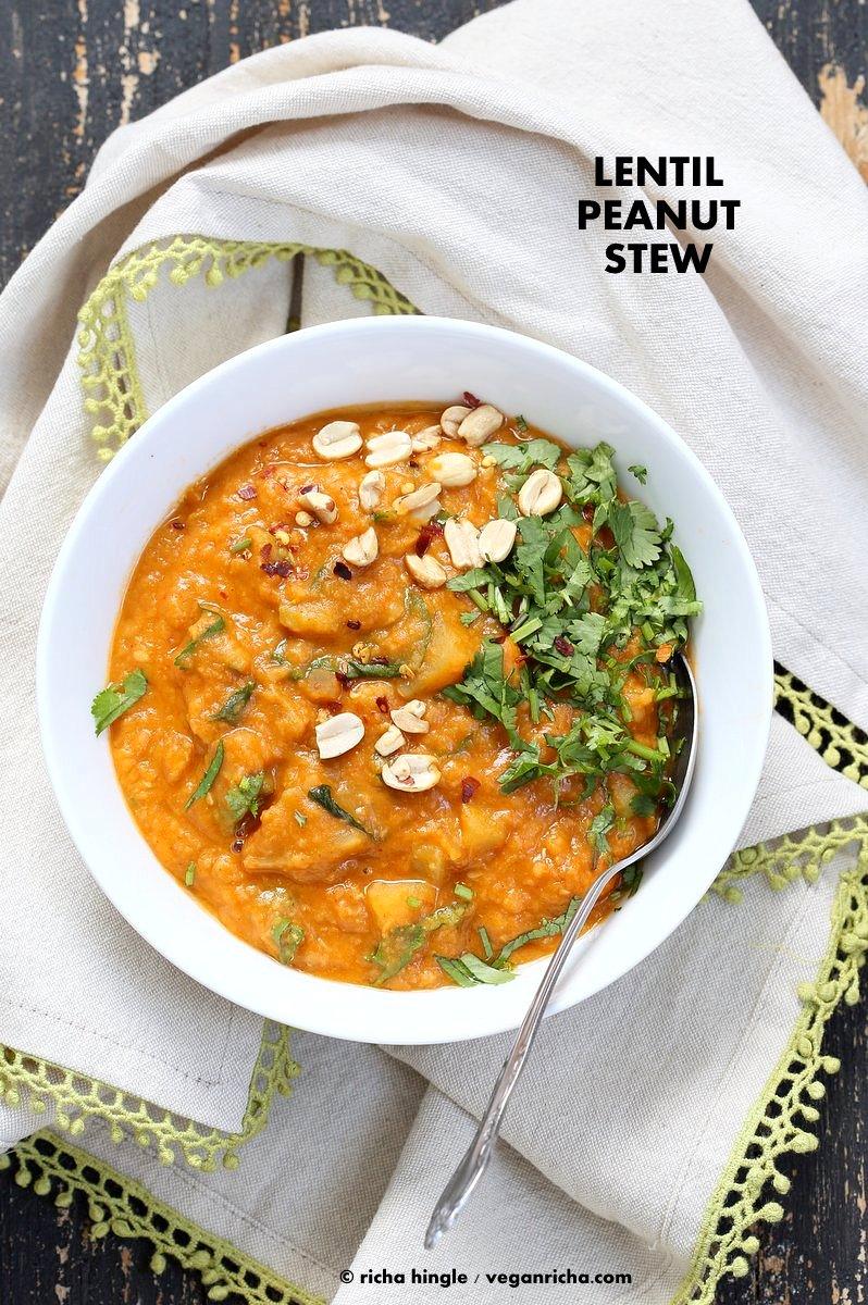 West African Peanut Stew with red lentils | Vegan Curry Recipesm
