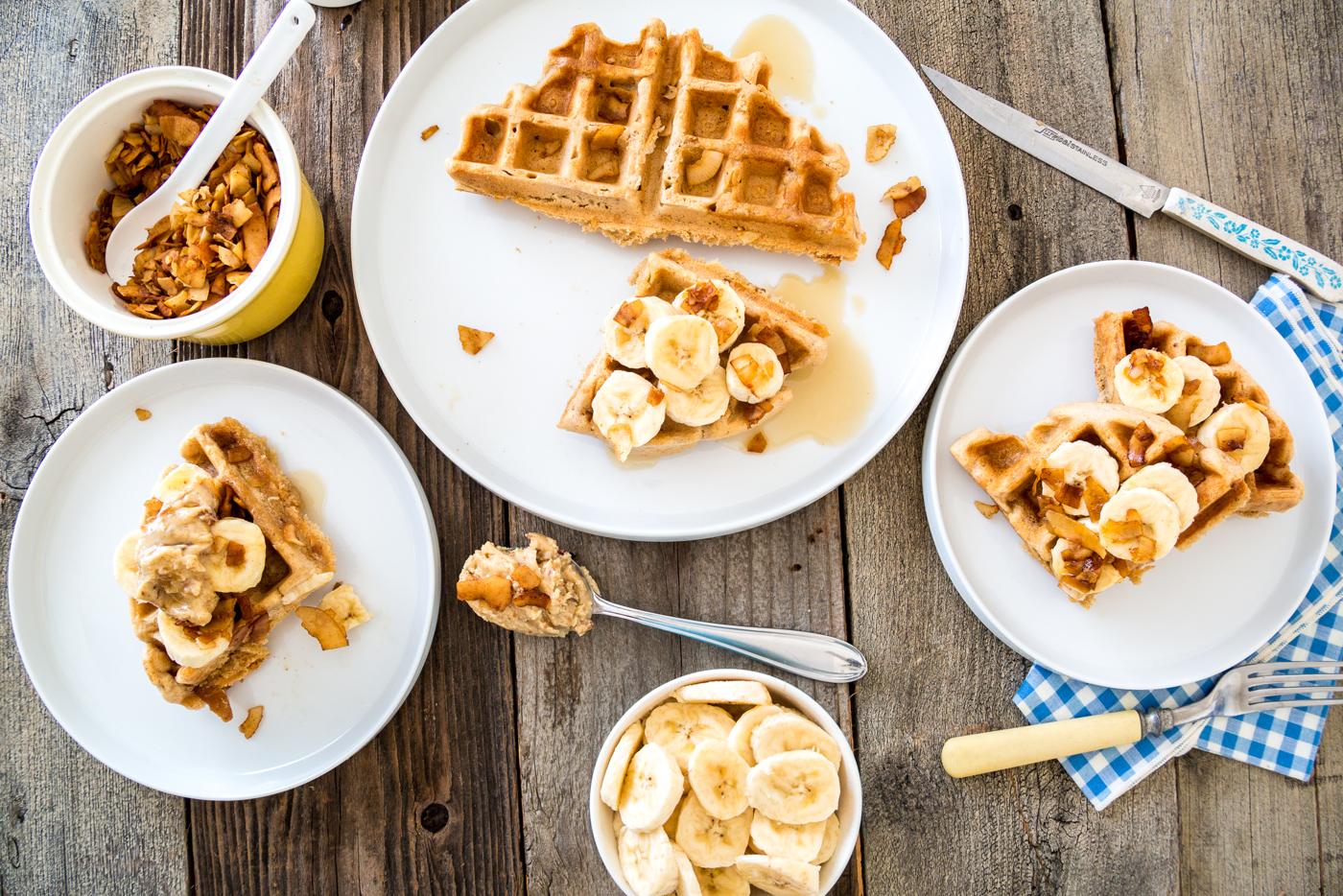 Vegan Maple Bacon PB Waffles