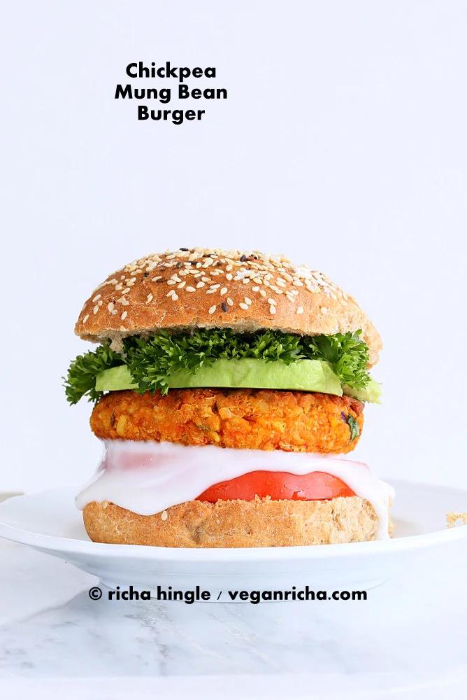 Spicy Chickpea Lentil Burger and 35 Vegan Veggie Burger Recipes | VeganRicha.com