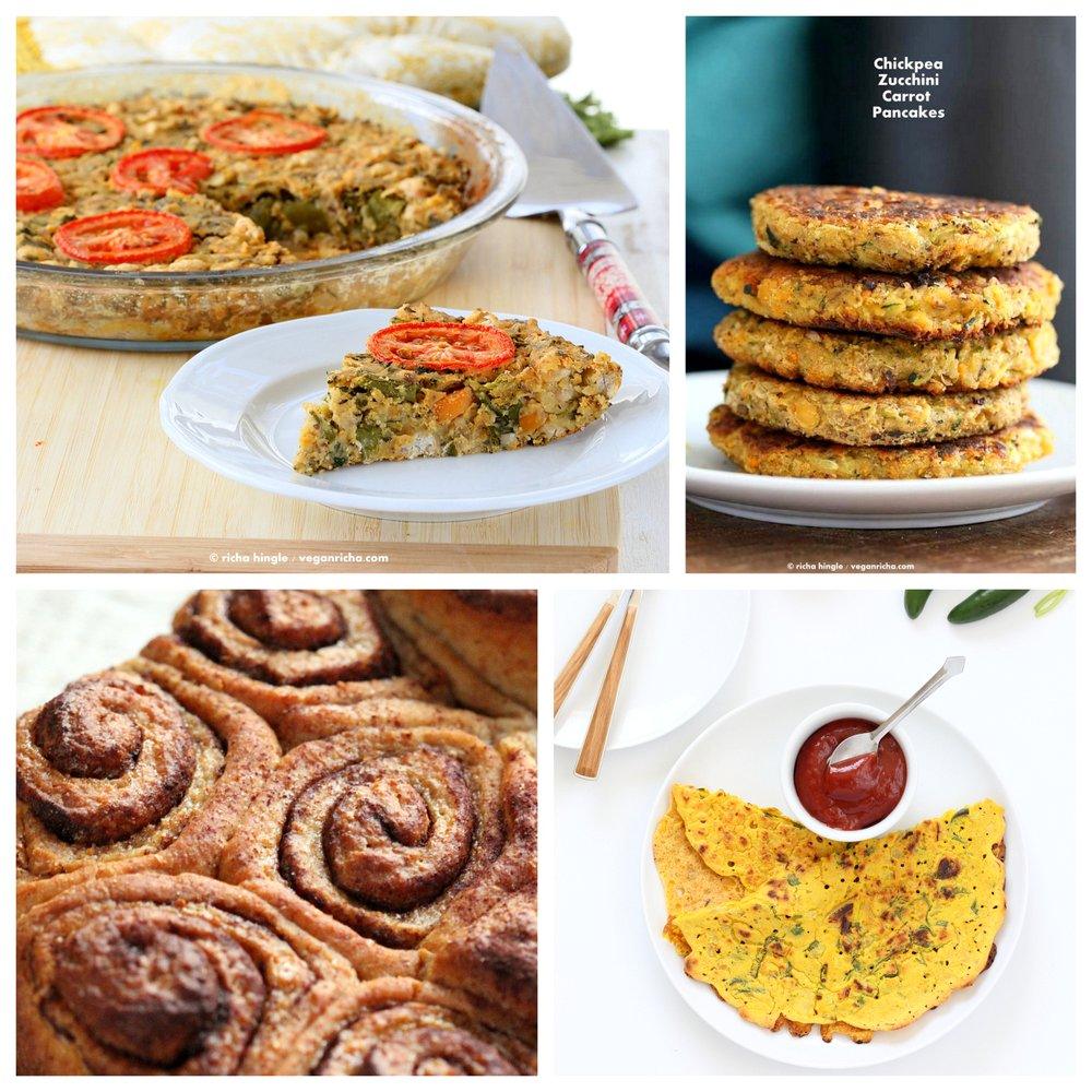 Vegan Holiday Brunch Recipes Vegan Holiday Breakfast Recipes ! VeganRicha.com #vegan #breakfast #vegan #frittata #pancakes