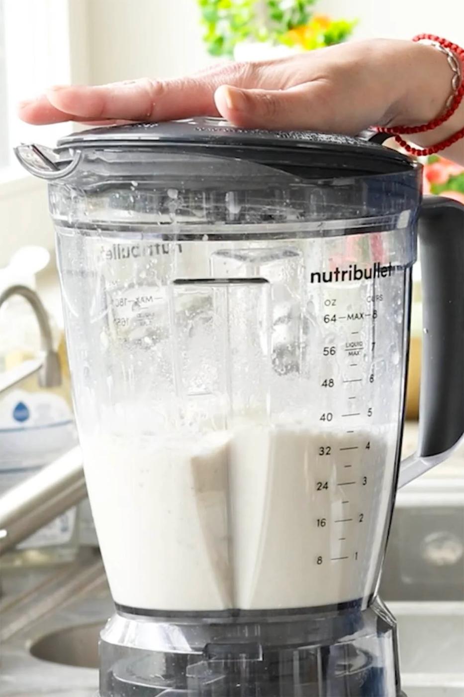 whipped tofu in the blender after blending