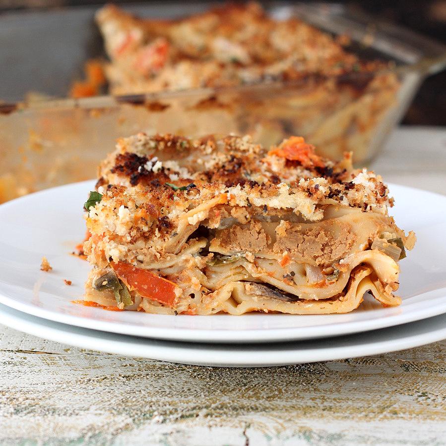 Pitzn:Chipotle sauce, Mushroom, Spinach Lasagna