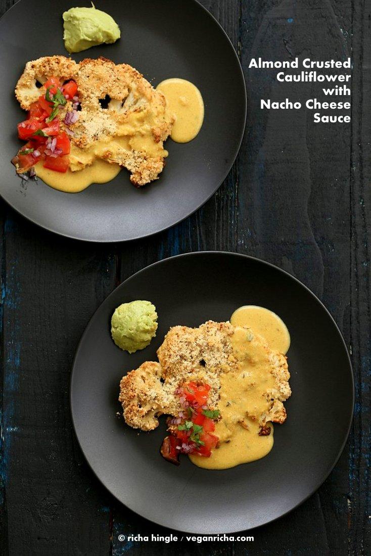 Almond Crusted Cauliflower with Cheese Sauce | Pitzn