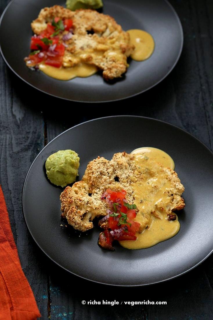 Almond Crusted Cauliflower with Cheese Sauce | Pitzn