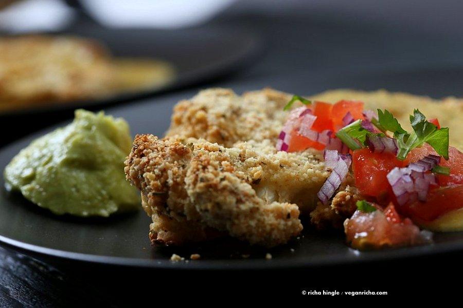 Almond Crusted Cauliflower with Cheese Sauce | Pitzn