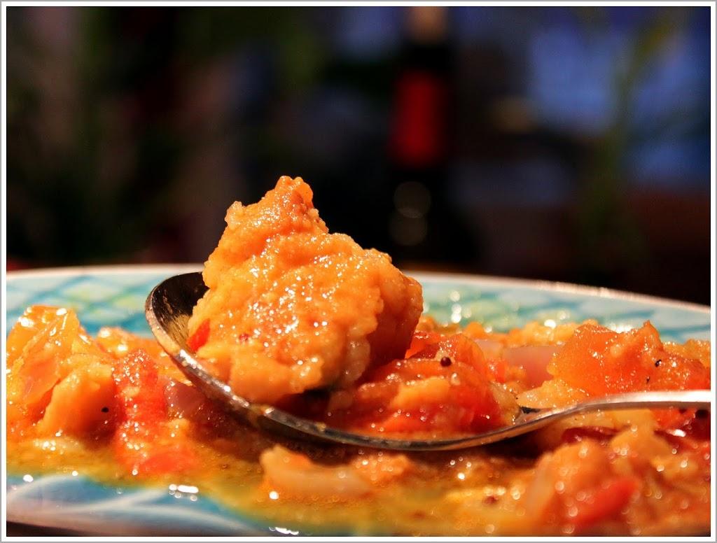 Aloo Methi Bonda Curry (Potato Fenugreek balls in gravy)