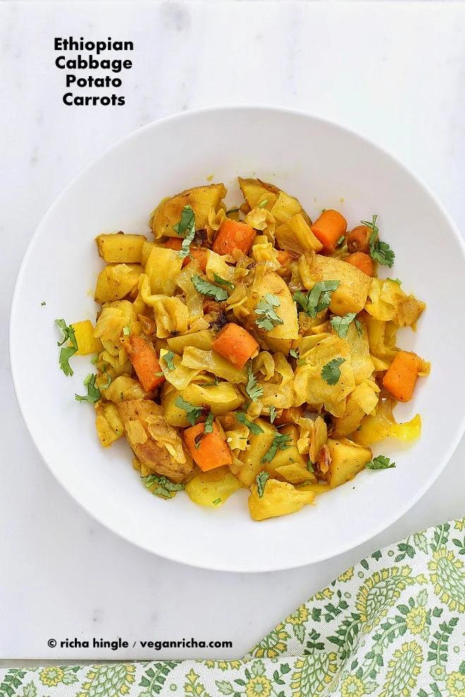 Atakilt Wat – Ethiopian Cabbage Potato Carrots. Vegan Gluten-free Recipe