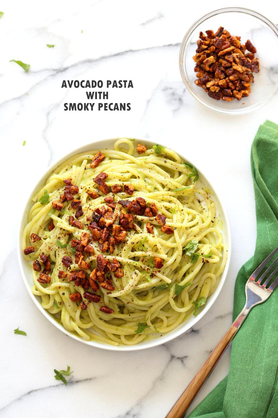 Avocado Pasta with Smoky Pecans
