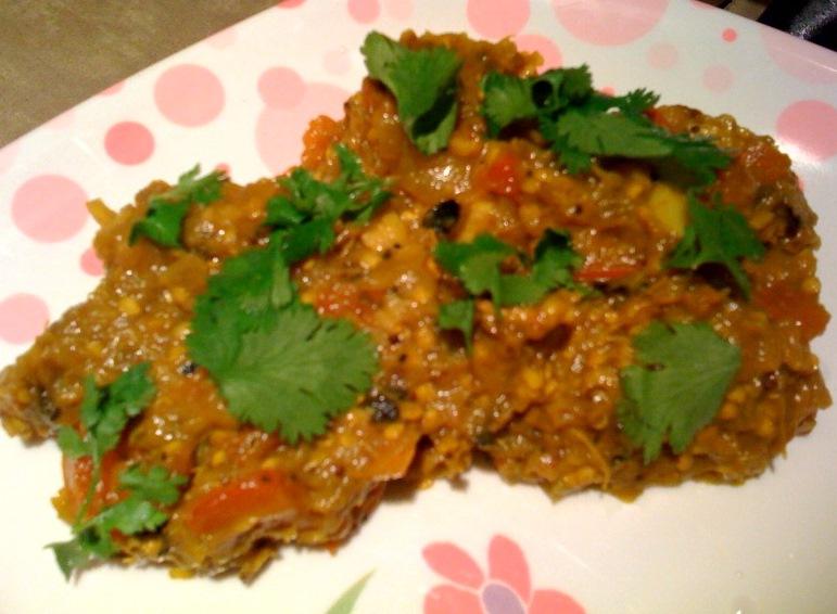 Baingan Bharta (Roasted mashed spiced Eggplant)