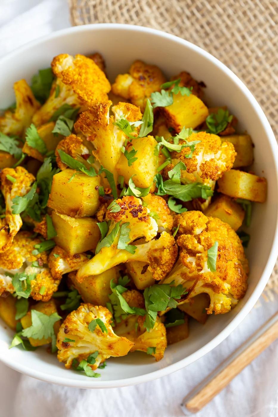Baked Aloo Gobi Vegan Recipe – Indian Spiced Potato Cauliflower