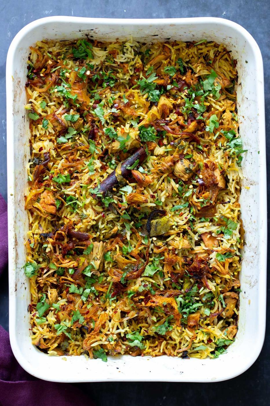 Baked Jackfruit Biryani (Kathal Biryani, soy-free, gluten-free)