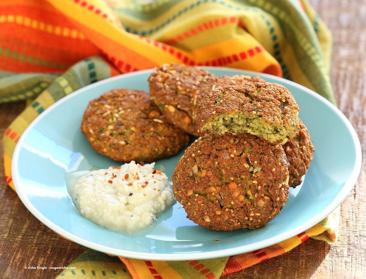 Baked Parippu Vada Recipe - Chana Dal Vada or Masala Vadai. Chana Dal (Split chickpea) Fritters. Easy fritters with curry leaves and ginger. Use other spices and lentils for variation. Vegan Gluten-free soy-free Recipe | VeganRicha.com