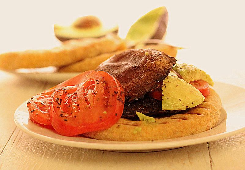Baked Portobello Mushrooms, Avocado, Tomato Sandwich. Liebster Award and Sleeping Chewie.