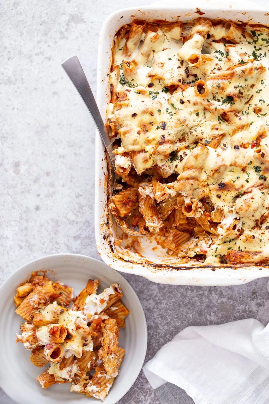 Baked Rigatoni with Vegan Meat Sauce