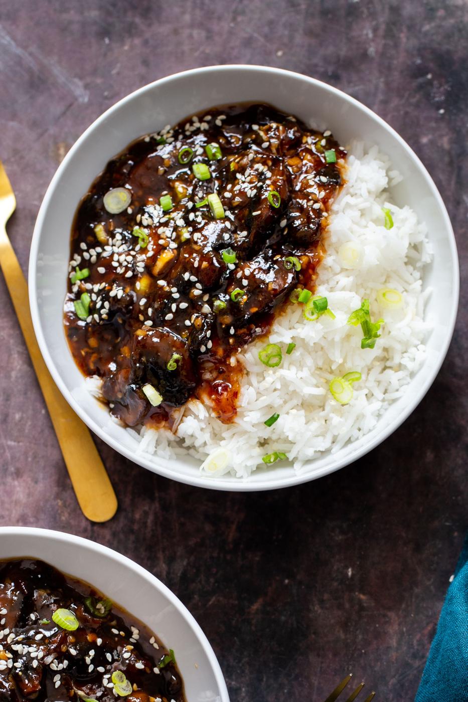 Baked Sticky Sesame Mushrooms