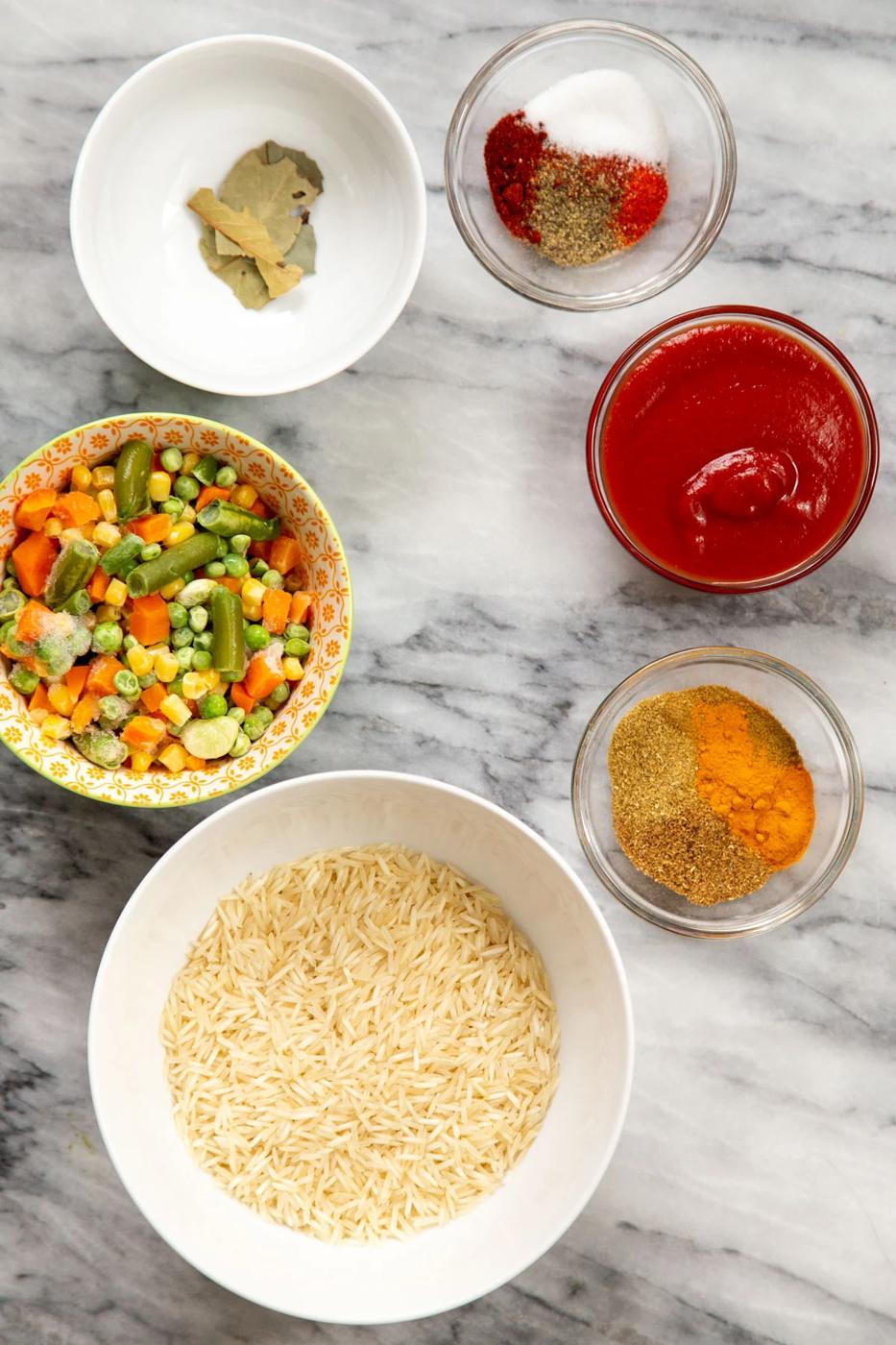 ingredients needed for making baked masala rice casserole