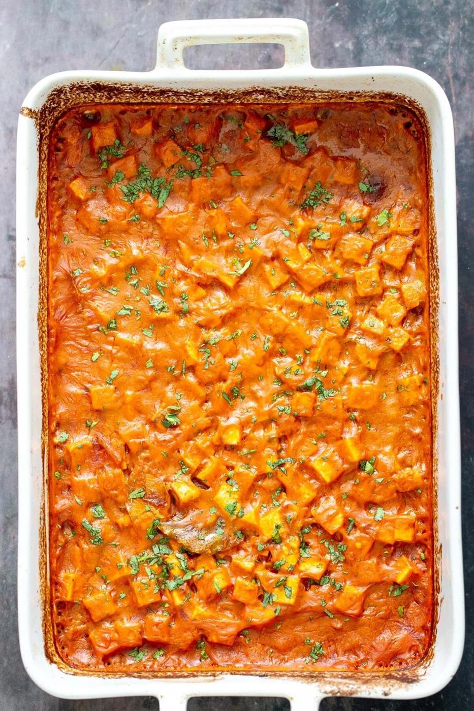 baked vegan tofu curry casserole