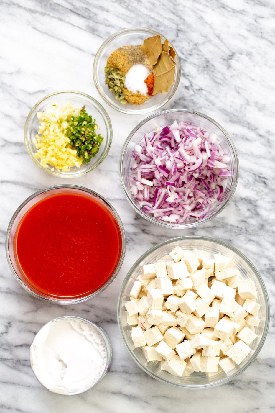 ingredients needed for making baked tofu curry