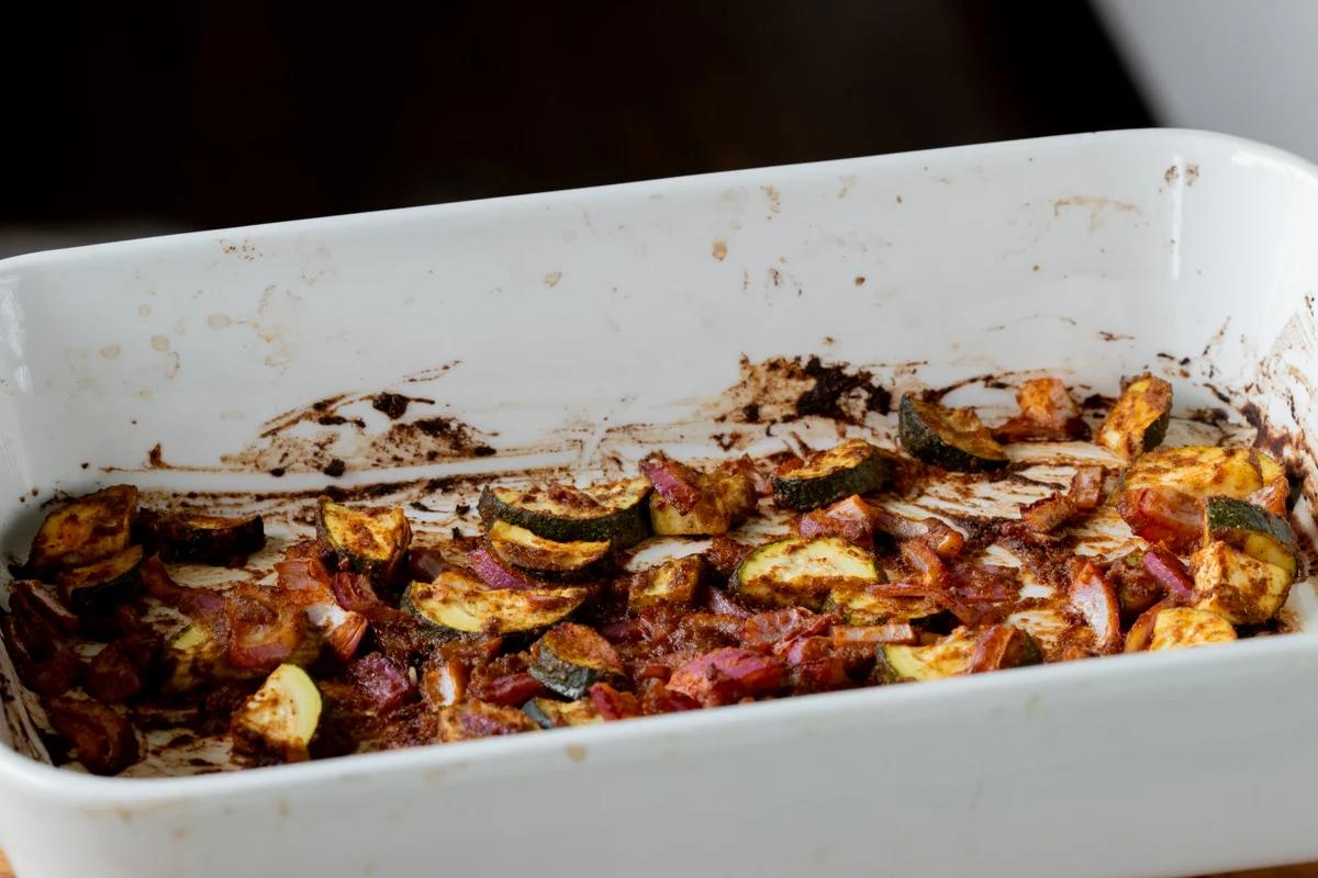 zucchini and spices after baking