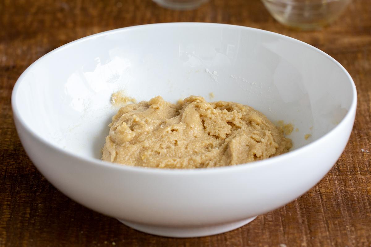 glutenfree vegan baklava cookie dough in a white bowl