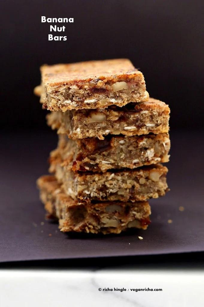 Banana Nut Snack Bars. Vegan Glutenfree Recipe