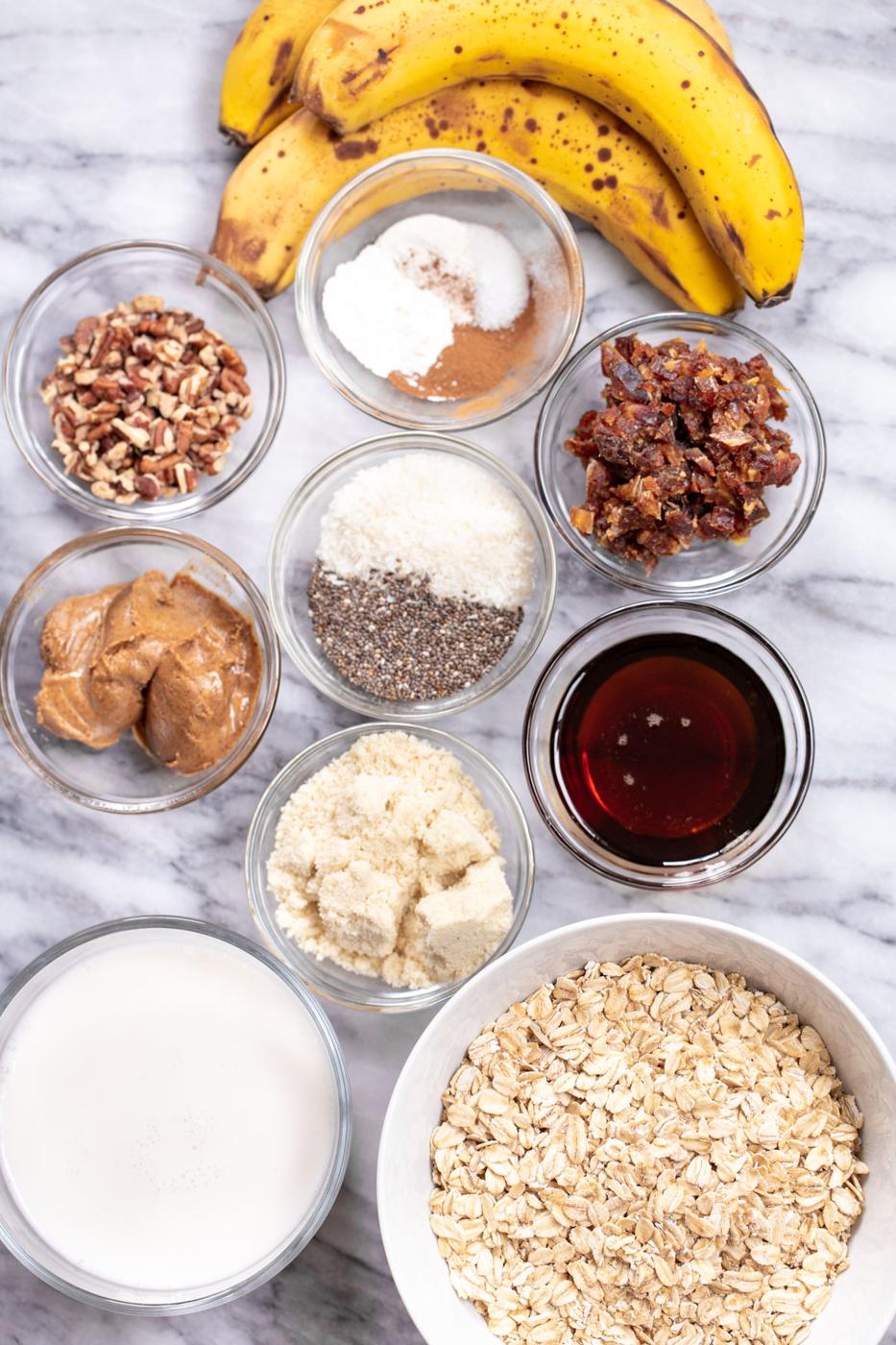 ingredients for banana oatmeal bars