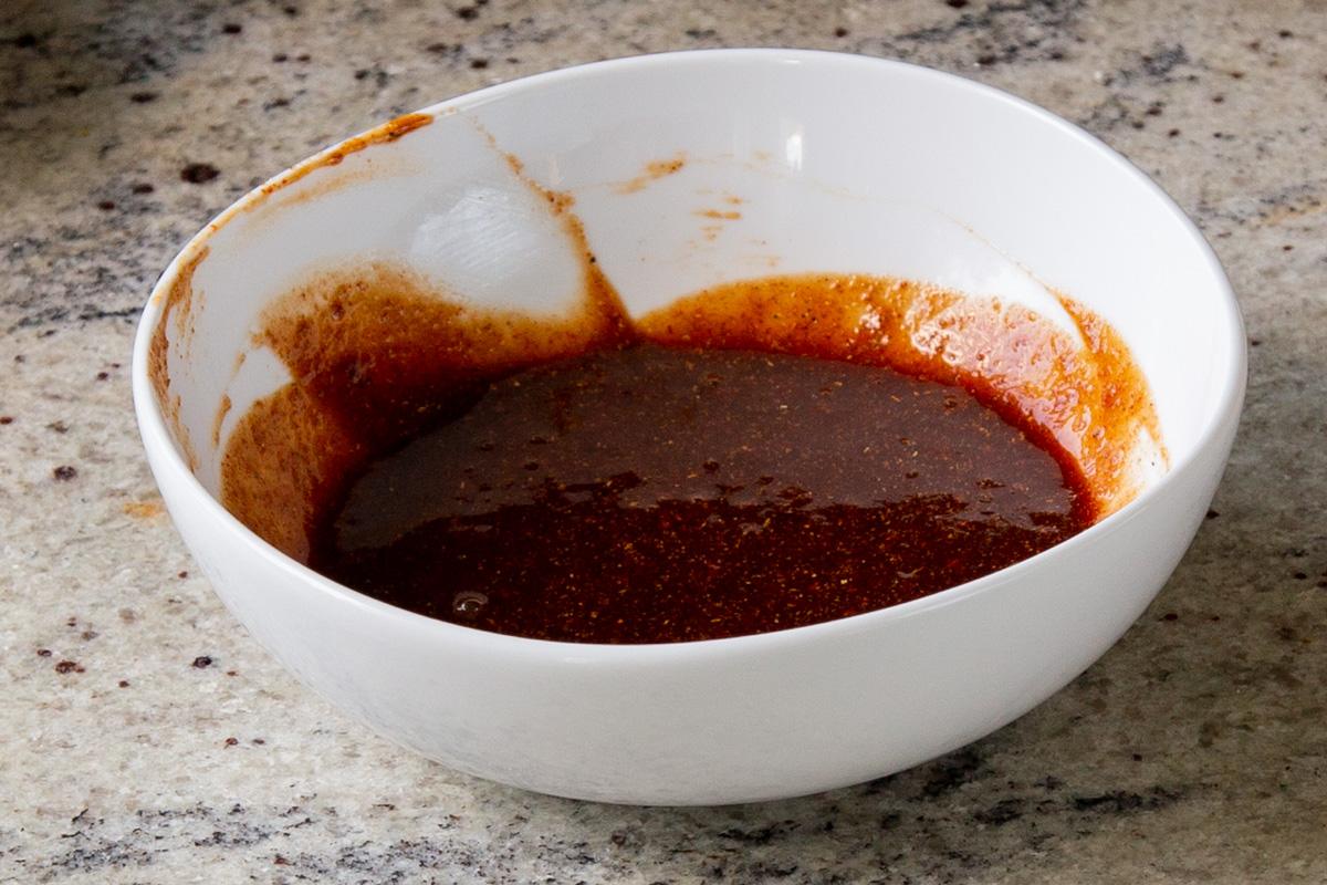 BBQ dressing ingredients in a bowl after mixing