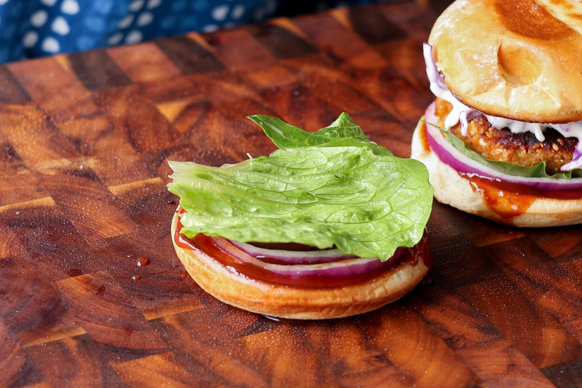 lettuce and tomato on a bun