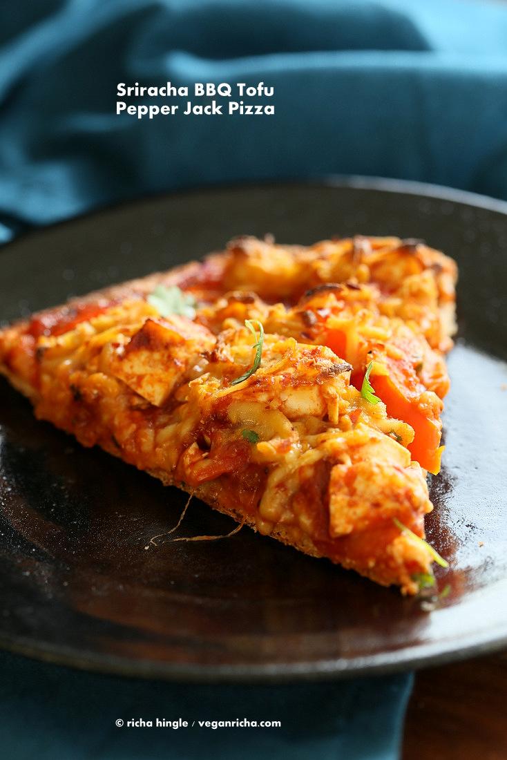 Vegan BBQ Tofu Pepper Jack Cheese Pizza