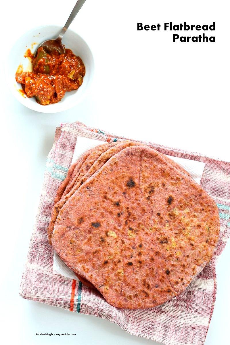 Beetroot Paratha – Beet flatbread Stuffed with Split Peas