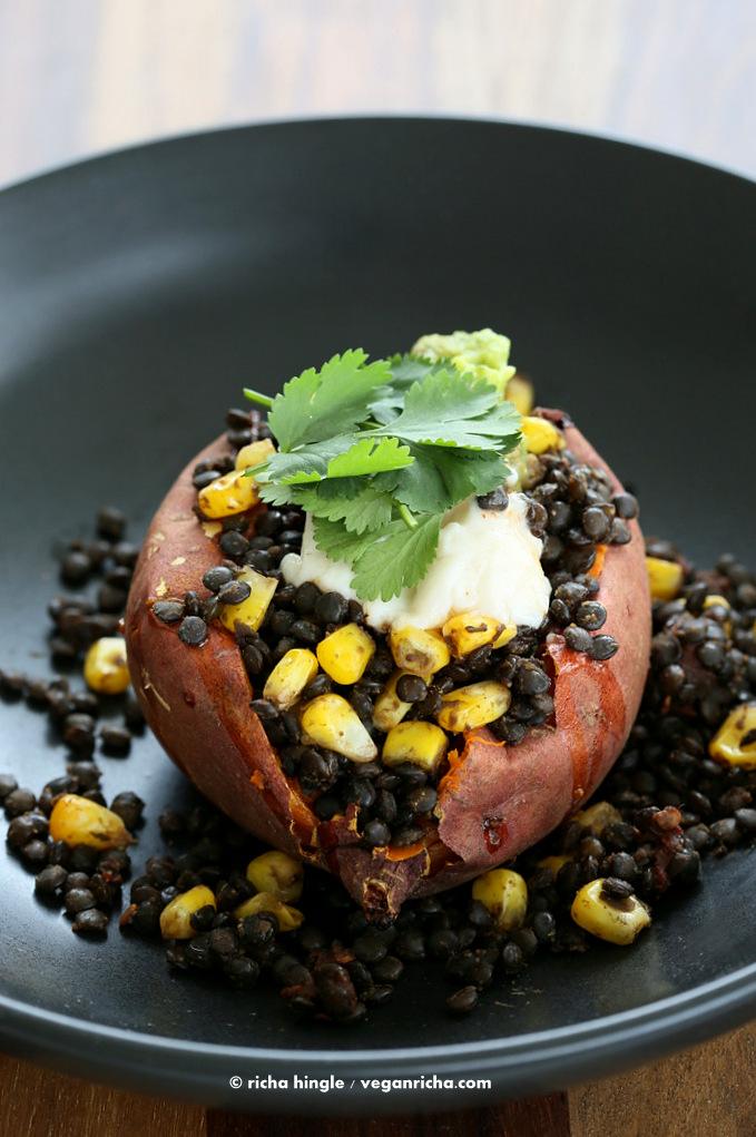 Lentil Stuffed Sweet Potatoes | Pitzn