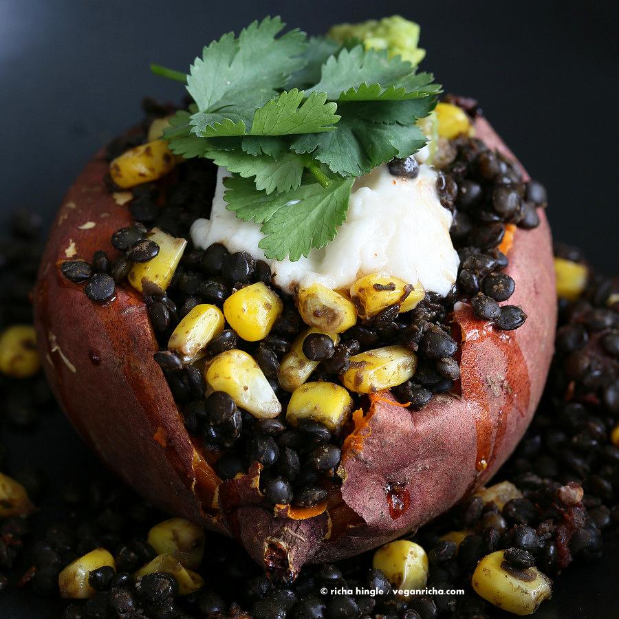 Lentil Stuffed Sweet Potatoes | Pitzn
