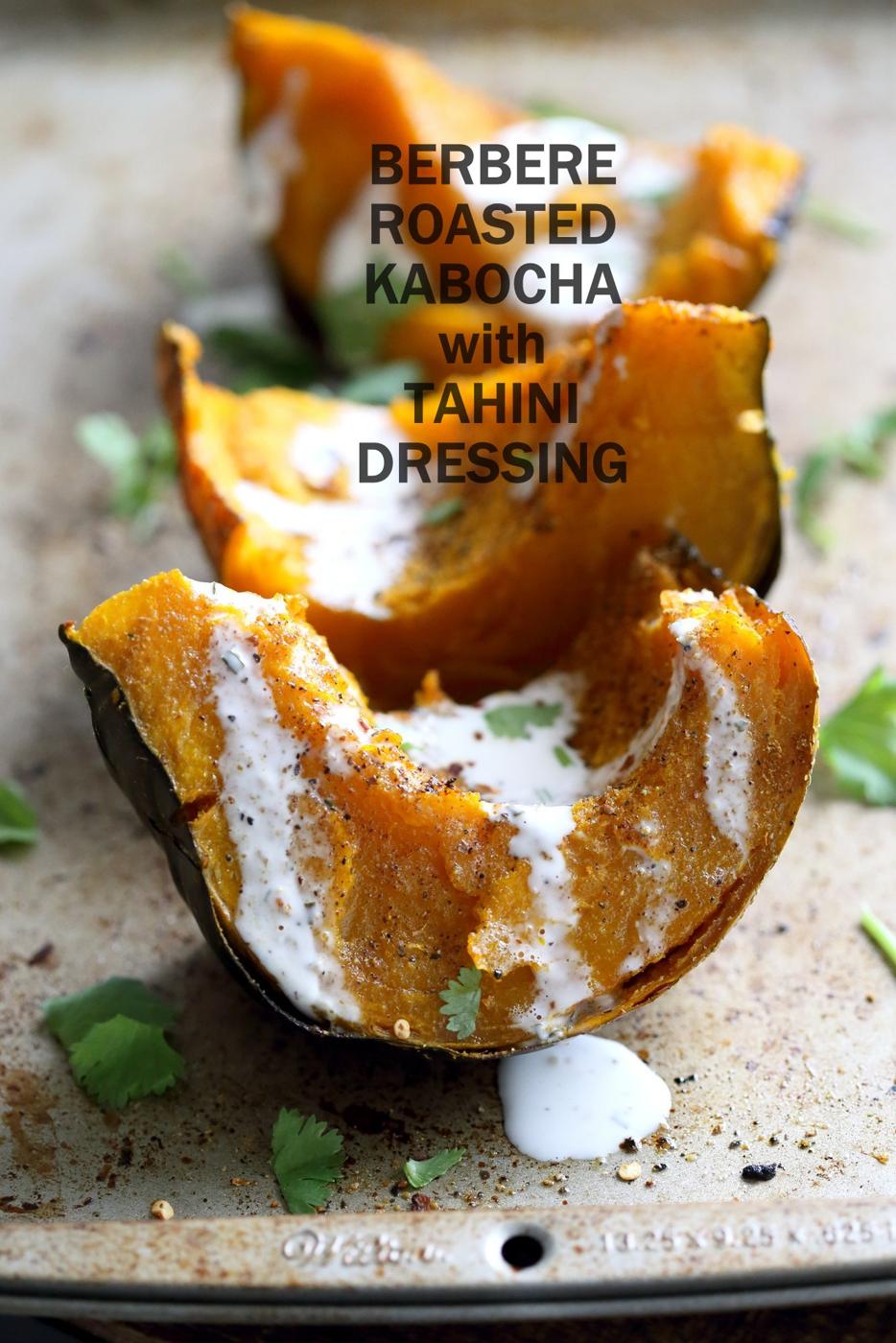 Berbere Roasted Kabocha Squash with Tahini Dill Dressing