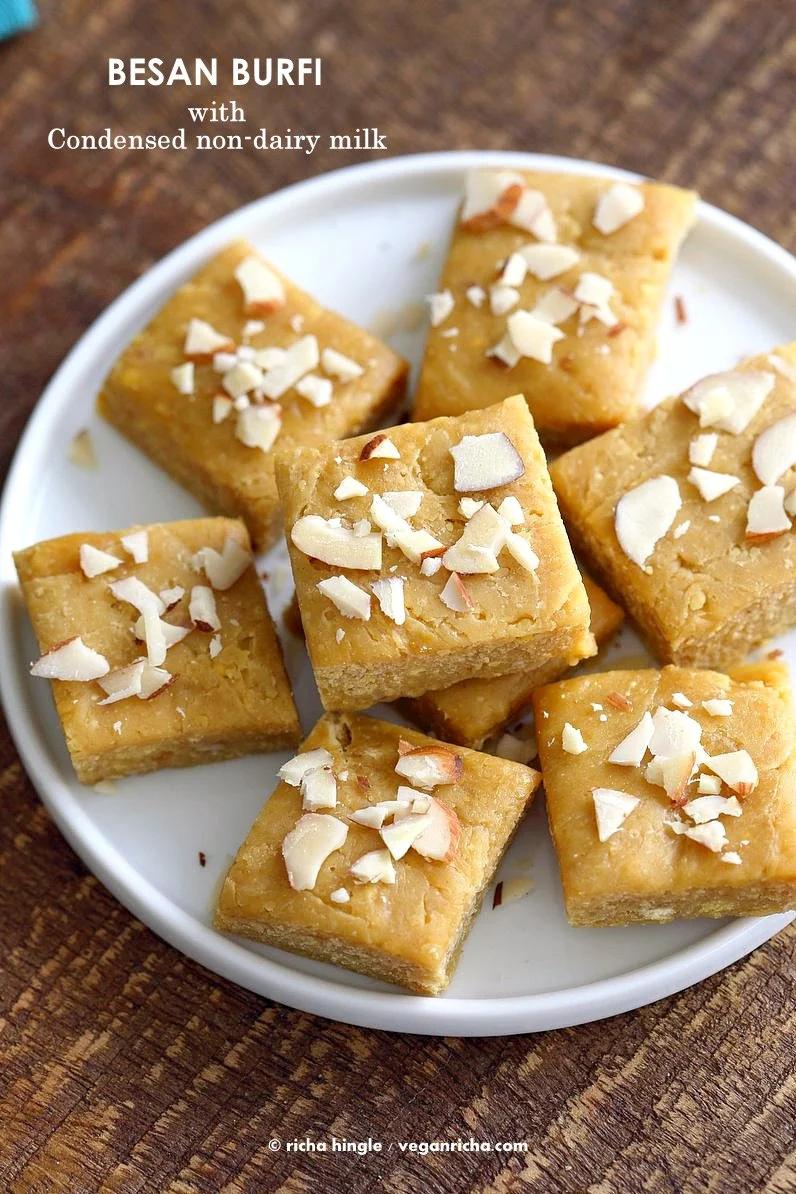 Besan Burfi with Condensed Milk (Dairy-free) – Chickpea flour Fudge