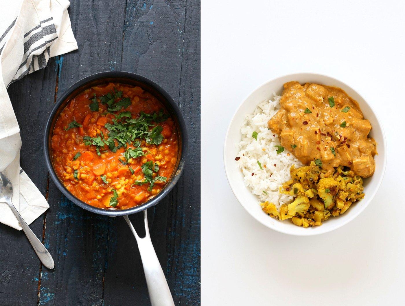 Spli Pea Soup and Masala Tofu Bowl | VeganRicha.com