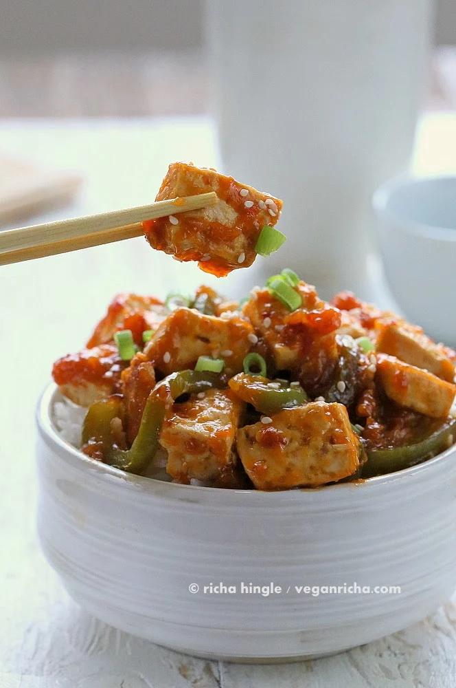 Vegan Orange Tofu and Peppers | Pitzn