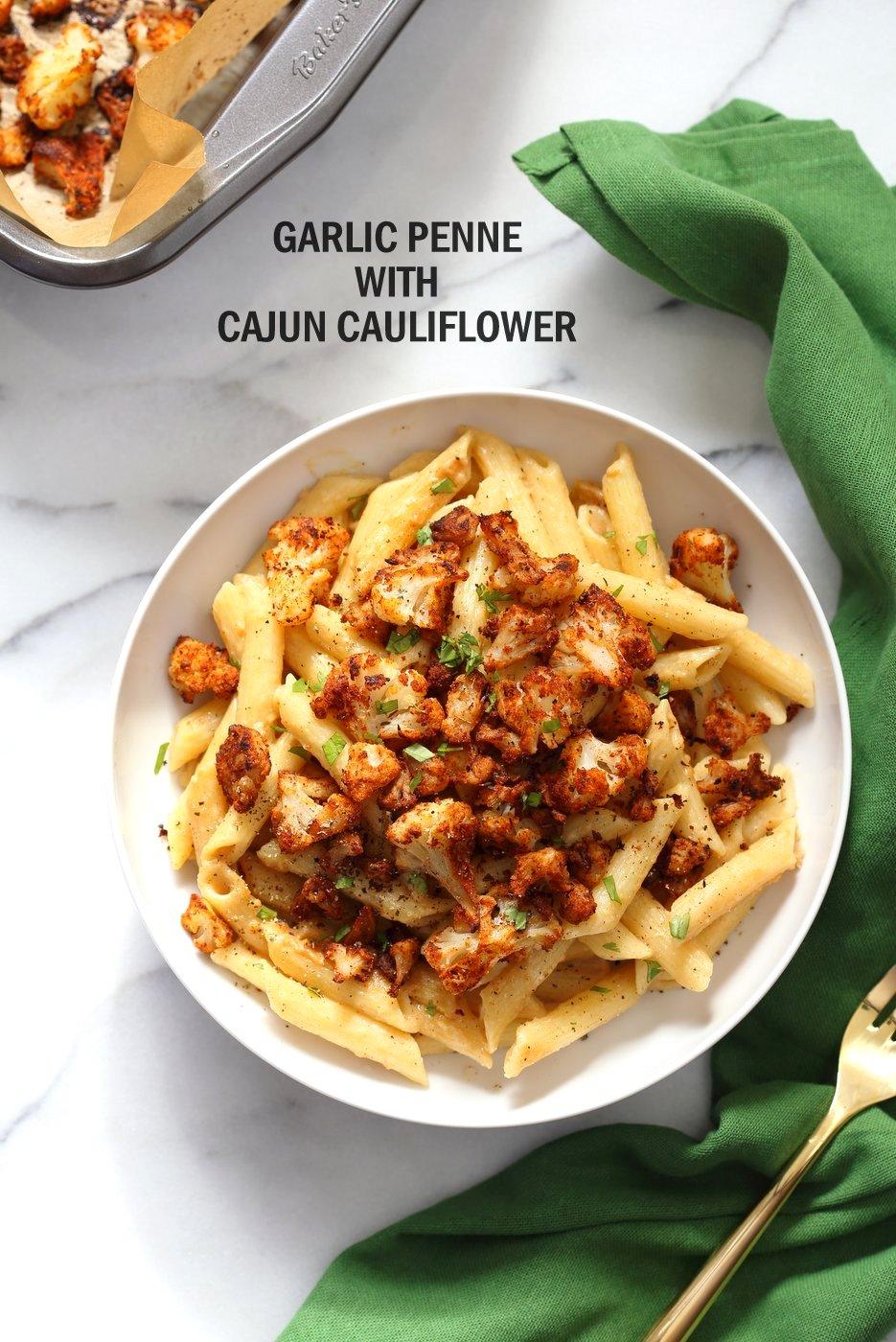 Cajun Cauliflower Garlic Pasta #VeganRicha