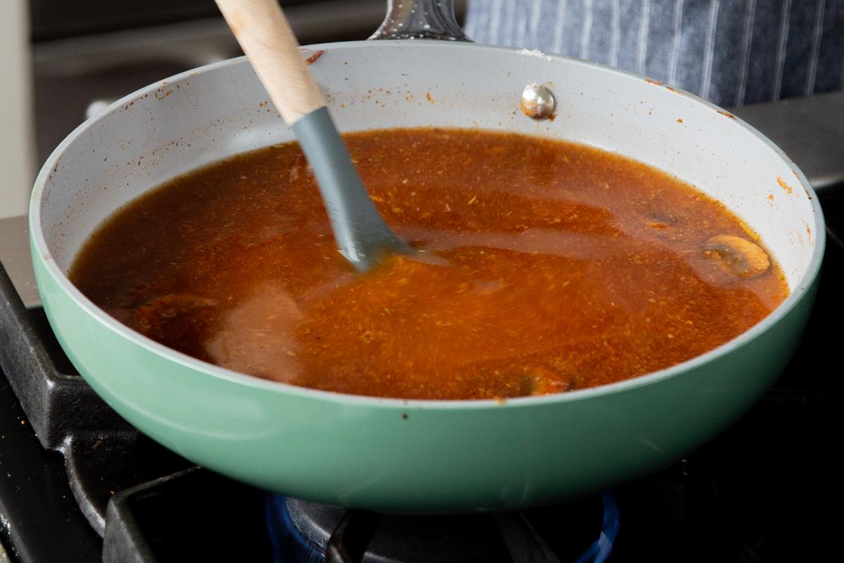 birria sauce after mixing in extra water and orange juice