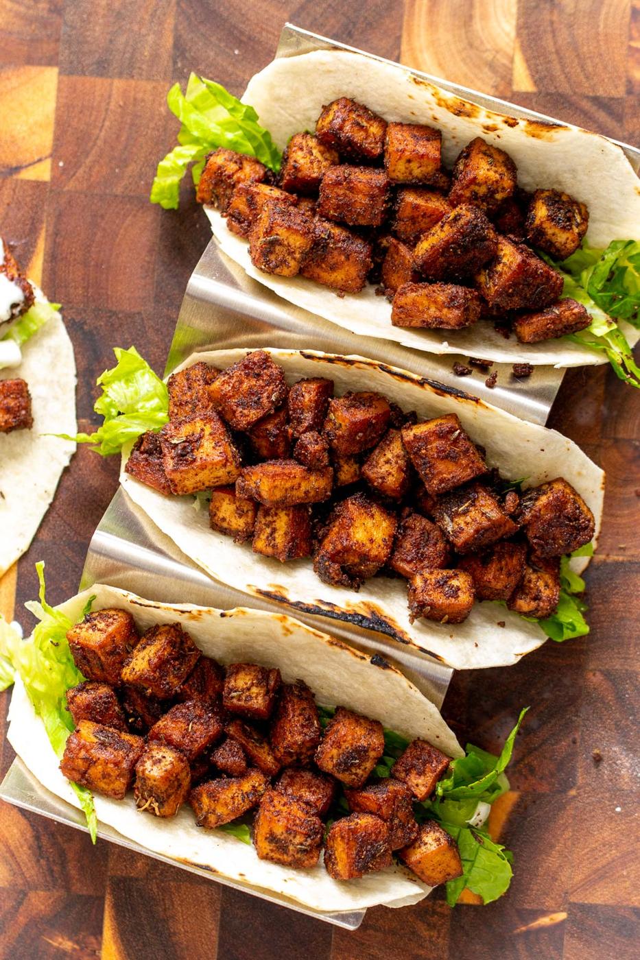 tacos with blackened tofu
