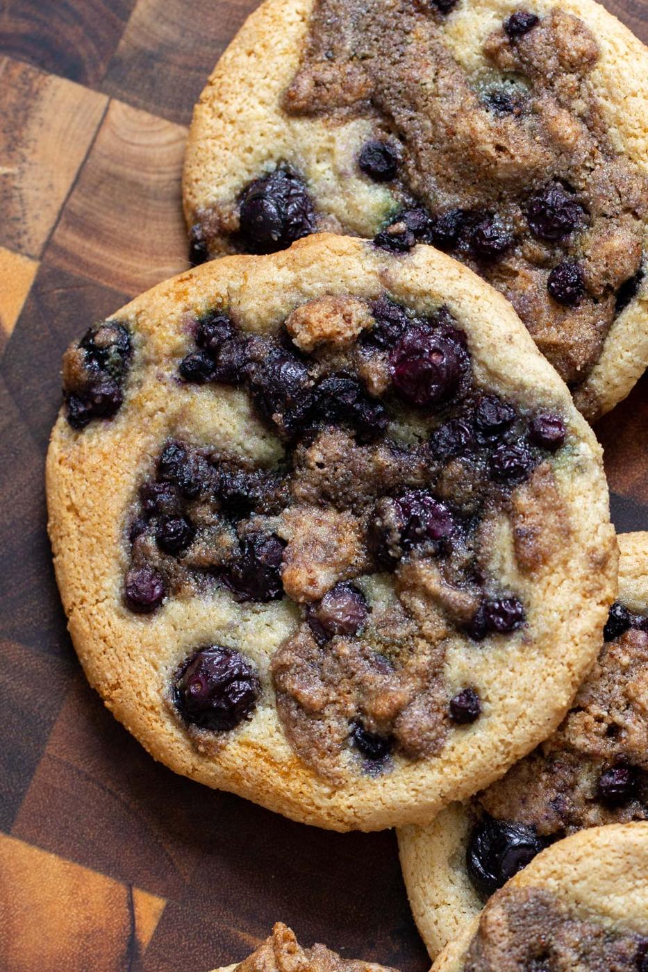 blueberry muffin cookies on a chopping board
