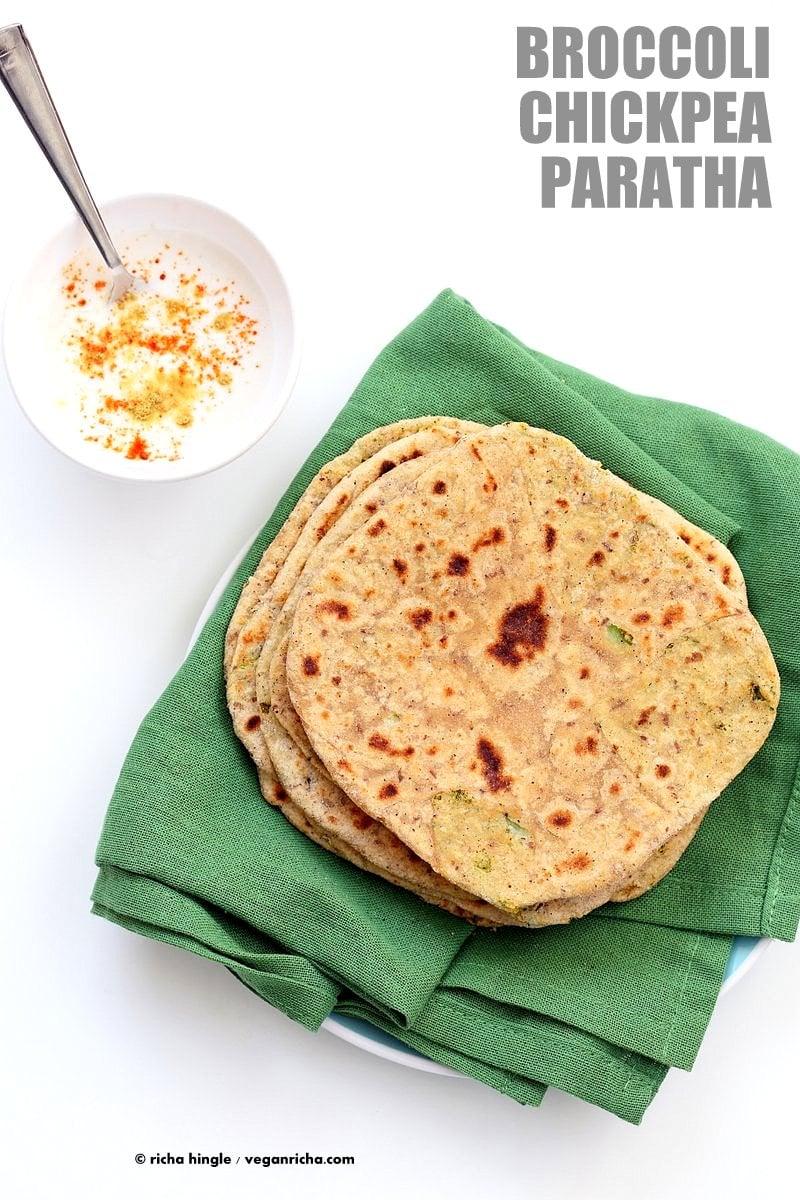 Broccoli Chickpea Stuffed Flatbread – Broccoli Paratha Yeast-free