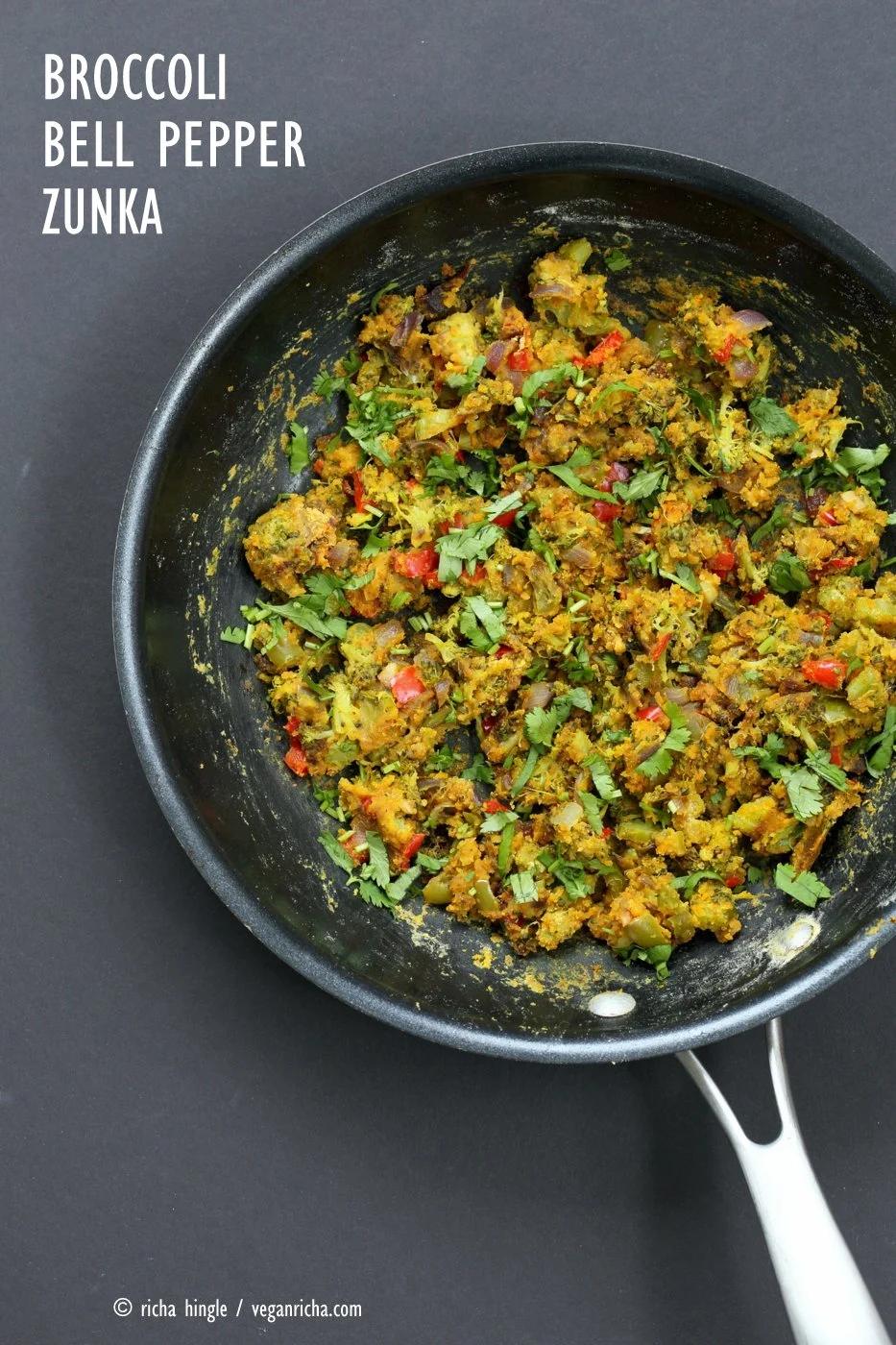 Broccoli Zunka Recipe – Broccoli & Bell Pepper with Spices, Chickpea flour