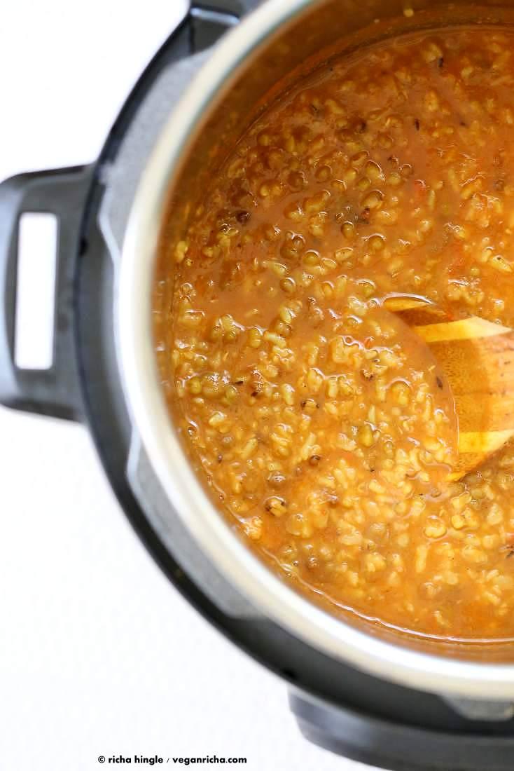 Brown Rice Mung Bean Kitchari - Mung Bean Stew | Pitzn