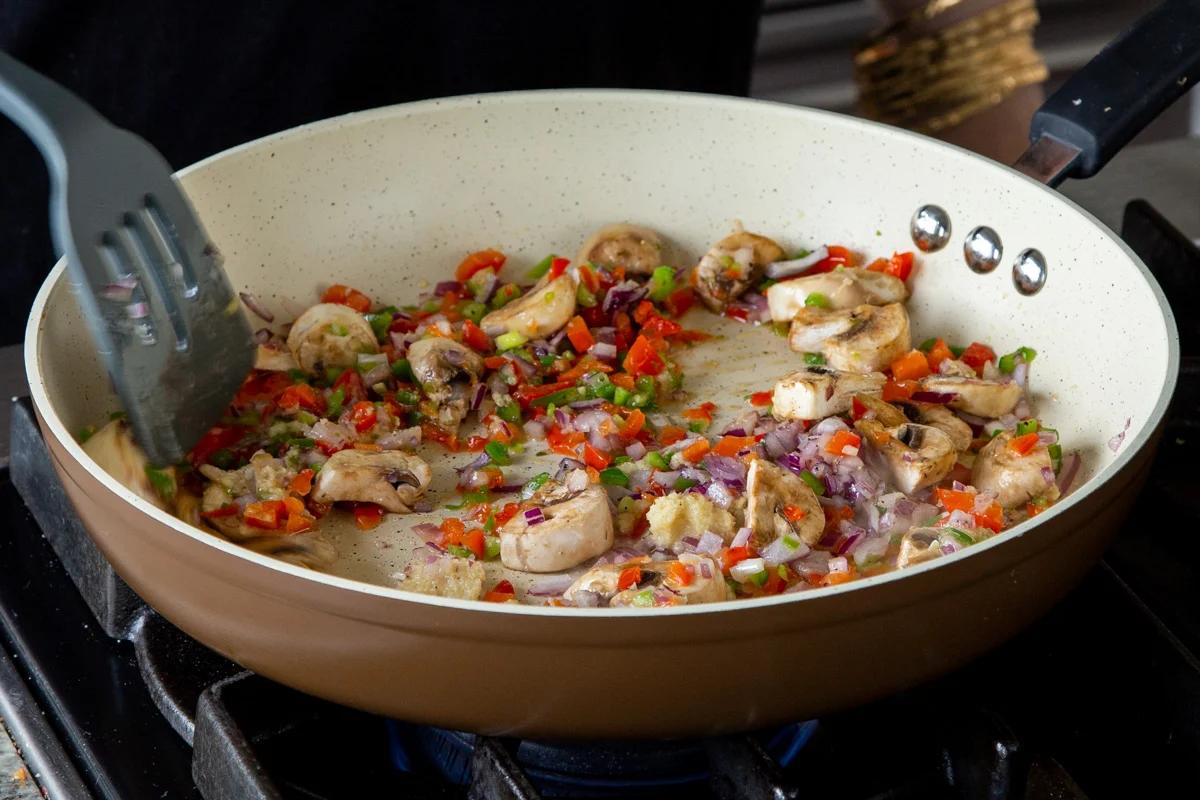 aromatics in the pan, after cooking
