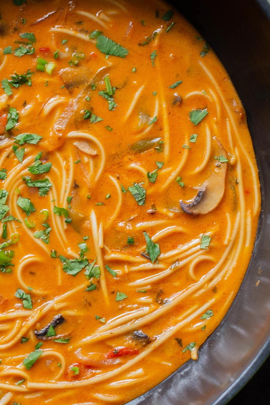 close-up of butter ramen in the wok