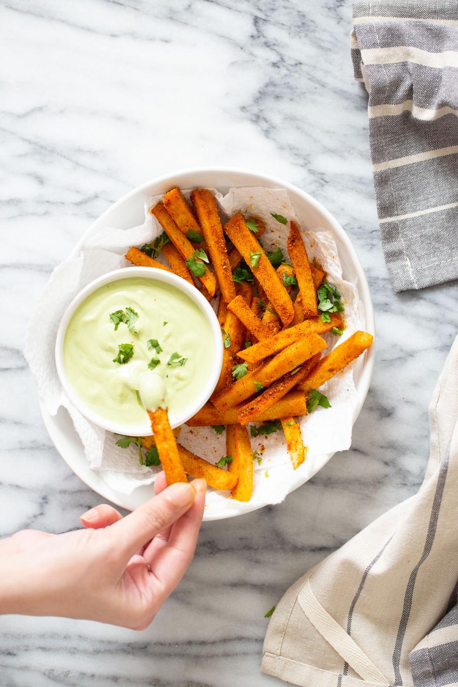 Cajun Chickpea Fries with Cilantro Jalapeño Lime Dip