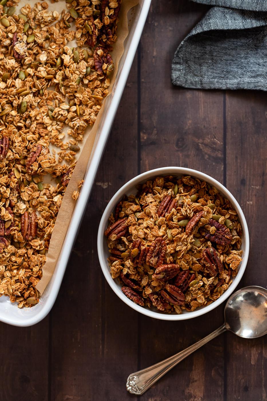 Cardamom Maple Pecan Granola Recipe (No Oil)