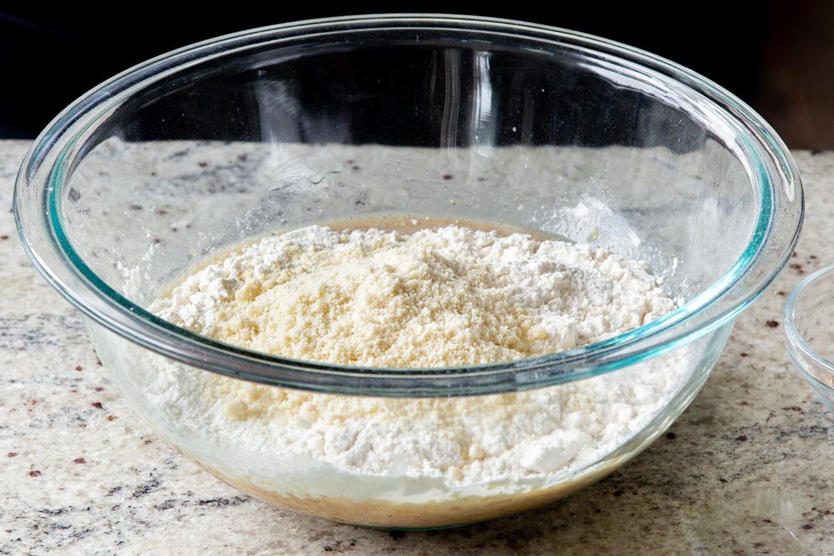 all-purpose and almond flours in a mixing bowl